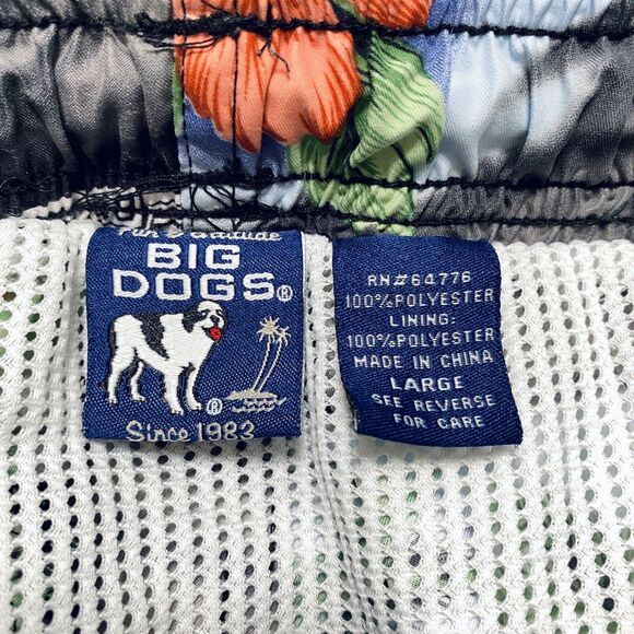 Big Dogs Tropical Print Swim Trunks - Black and Green - Picture 11 of 13